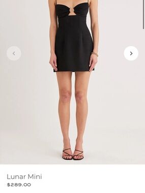 Rumer Women's Black Mini Dress with Gold Ring Front Detail